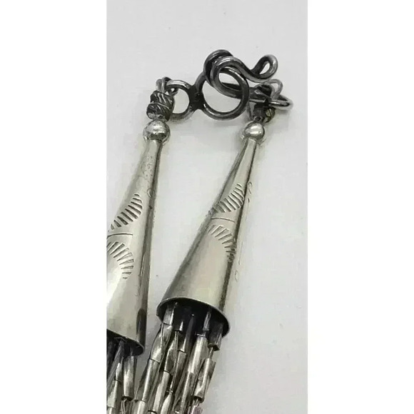 Twisted Sterling Liquid Silver Turquoise Heishi 6 Strand Necklace Navajo Zuni - Picture 10 of 11